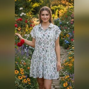 Ro's Garden Floral Button-Up Dress